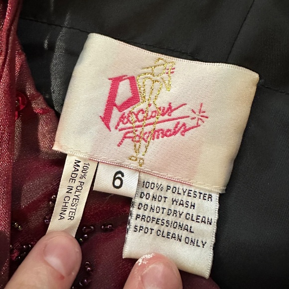 Vtg Red Burgundy Sequin Beaded Whimsygoth Fairy Grunge Long Formal Prom Gown - Picture 11 of 11